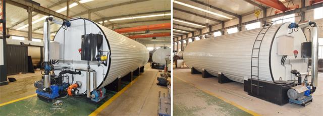 directly heating bitumen storage tank